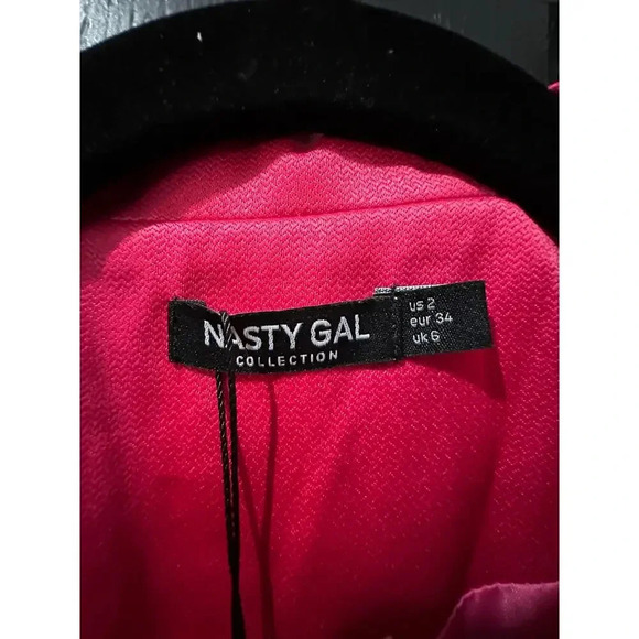 NWT Nasty Gal Pink Button Up Trailblazer Beited Mini Dress Size 6 - Picture 4 of 7